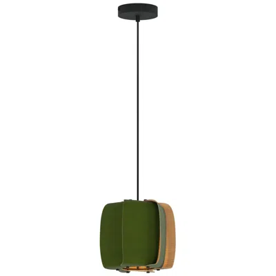 Bruck Lighting Wep Alba 26 10.25"w Pendant Black Finish With Green/ash Shade Made To Order