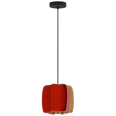 Bruck Lighting Wep Alba 26 10.25"w Pendant Black Finish With Red/ash Shade Made To Or
