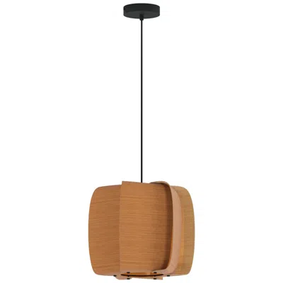 Bruck Lighting Wep Alba 40 15.75"w Pendant Black Finish With Beech/ash Shade Made To Order