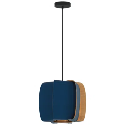 Bruck Lighting Wep Alba 40 15.75"w Pendant Black Finish With Blue/ash Shade Made To Order