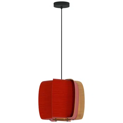 Bruck Lighting Wep Alba 40 15.75"w Pendant Black Finish With Red/ash Shade Made To Order