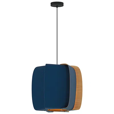 Bruck Lighting Wep Alba 54 21.25"w Pendant Black Finish With Blue/ash Shade Made To O