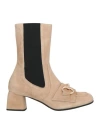Bruglia Woman Ankle Boots Beige Size 11 Soft Leather In Beige