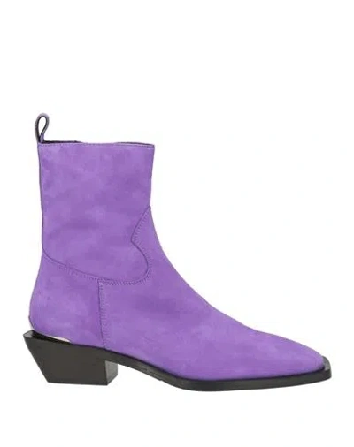 Bruglia Woman Ankle Boots Purple Size 8 Leather