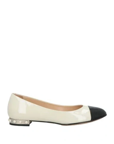 Bruglia Woman Ballet Flats Ivory Size 8 Leather In Neutral