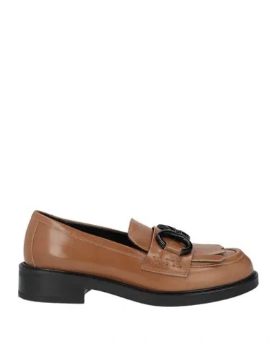 Bruglia Woman Loafers Camel Size 6 Leather In Brown