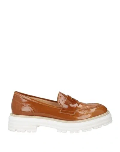 Bruglia Woman Loafers Camel Size 6 Leather In Orange