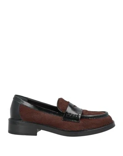 Bruglia Woman Loafers Chocolate Brown Size 8 Leather