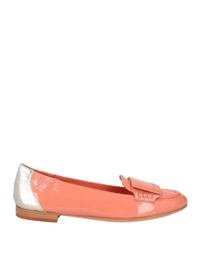 Bruglia Woman Loafers Coral Size 11 Leather In Red