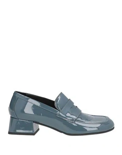 Bruglia Woman Loafers Deep Teal Size 9 Leather In Blue