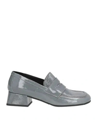Bruglia Woman Loafers Grey Size 7 Leather In Gray