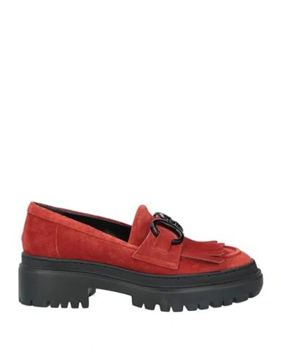 Bruglia Woman Loafers Rust Size 9 Leather In Red