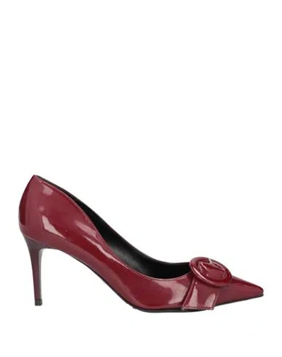 Bruglia Woman Pumps Burgundy Size 7 Soft Leather In Red