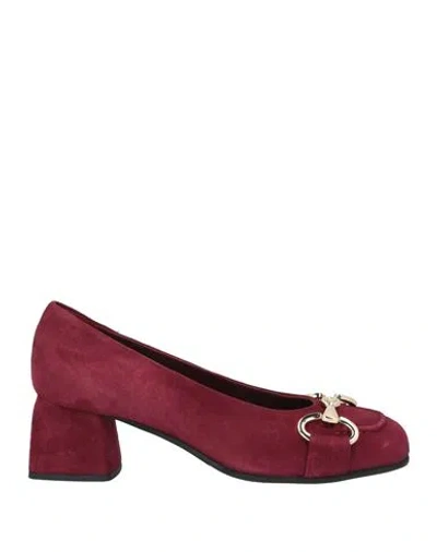 Bruglia Woman Pumps Burgundy Size 8 Leather In Red