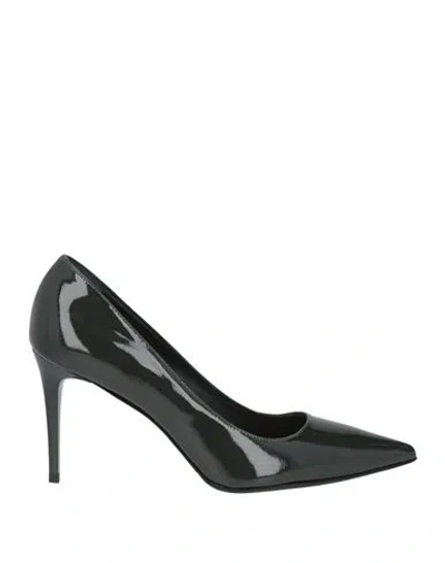 Bruglia Woman Pumps Charcoal Size 9 Leather In Black