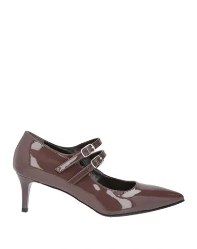 Bruglia Woman Pumps Chocolate Brown Size 5 Leather In Purple