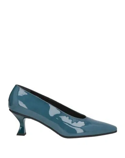 Bruglia Woman Pumps Deep Teal Size 8 Leather In Blue