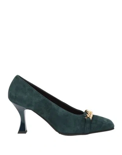 Bruglia Woman Pumps Deep Teal Size 8 Leather In Green