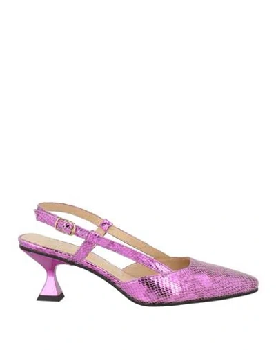 Bruglia Woman Pumps Mauve Size 5 Leather In Purple
