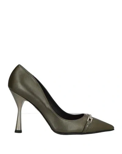 Bruglia Woman Pumps Military Green Size 6 Leather