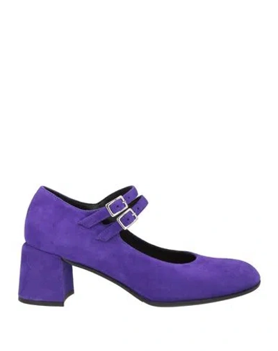 Bruglia Woman Pumps Purple Size 7 Leather In Blue