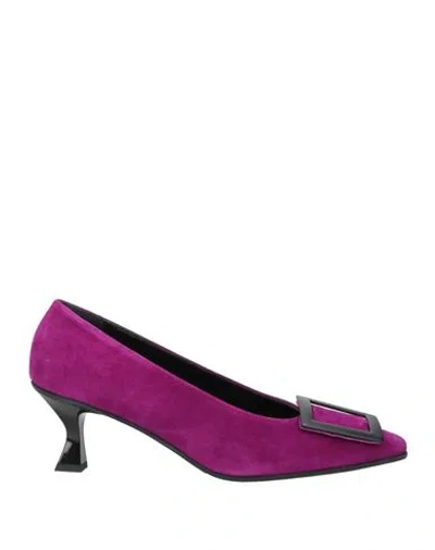 Bruglia Woman Pumps Purple Size 9 Leather
