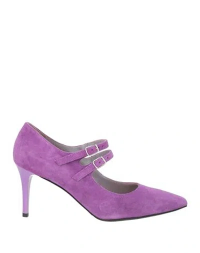 Bruglia Woman Pumps Purple Size 9 Leather