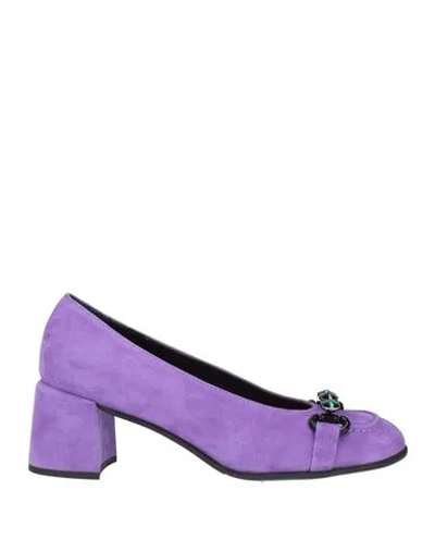Bruglia Woman Pumps Purple Size 9.5 Leather In Multi