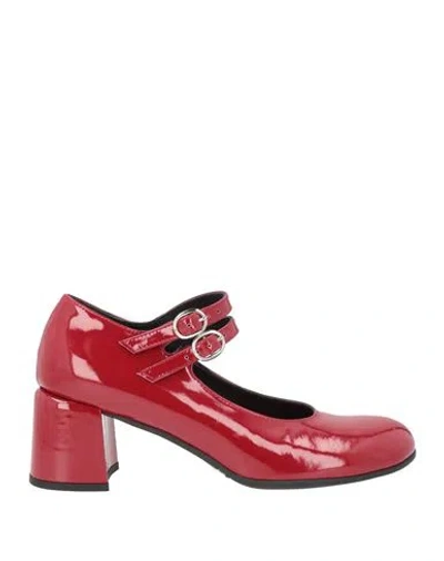 Bruglia Woman Pumps Red Size 7 Leather In Black