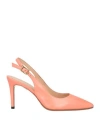 Bruglia Woman Pumps Salmon Pink Size 10 Soft Leather In Pink