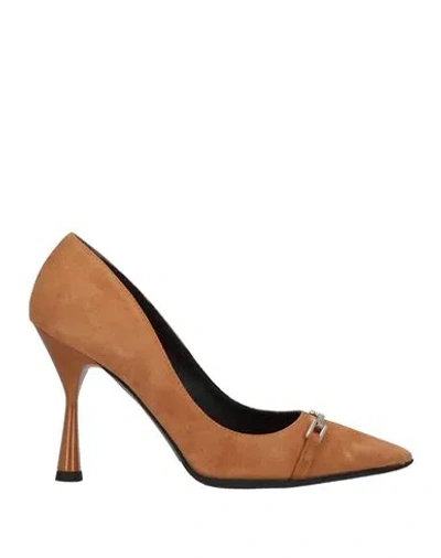 Bruglia Woman Pumps Tan Size 8 Leather In Brown