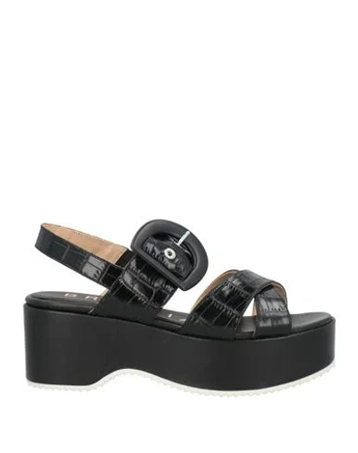 Bruglia Woman Sandals Black Size 8 Leather In Multi