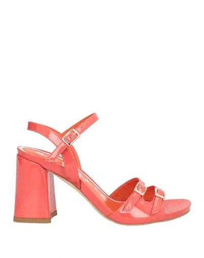 Bruglia Woman Sandals Coral Size 7 Leather In Pink