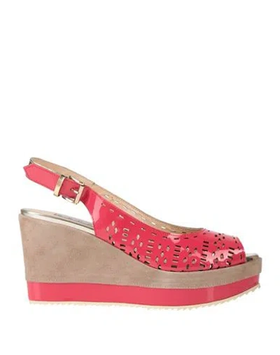 Bruglia Woman Sandals Fuchsia Size 7 Leather In Pink