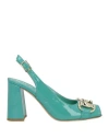 Bruglia Woman Sandals Turquoise Size 8 Leather In Blue