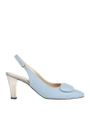 Brunate Woman Pumps Sky Blue Size 8 Leather In Blue