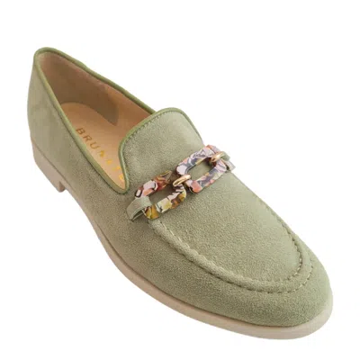 Brunate Women's Suede Loafer In Seafoam In Green