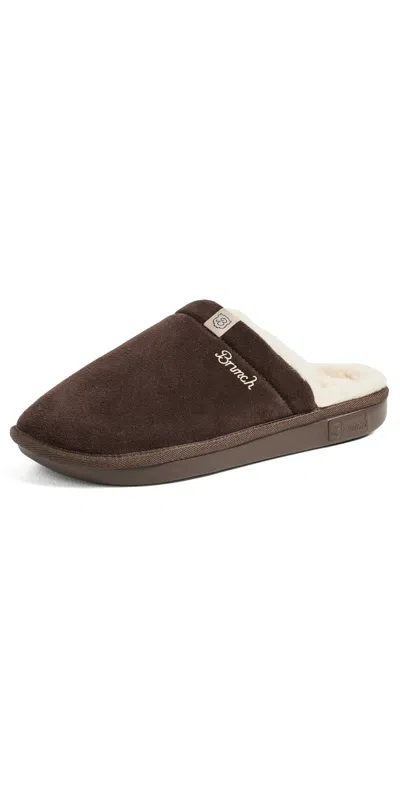 Brunch Essential Suede Shearling Slippers Brown