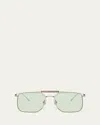 Brunello Cucinelli 0bc2005st Square Metal Sunglasses In Silver