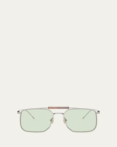 Brunello Cucinelli 0bc2005st Square Metal Sunglasses In Silver