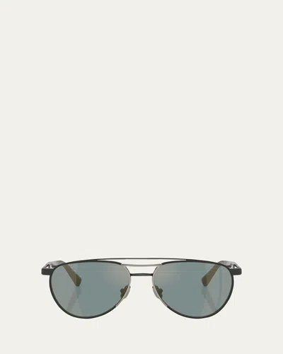 Brunello Cucinelli 0bc2007st Aviator Titanium Sunglasses In Gray