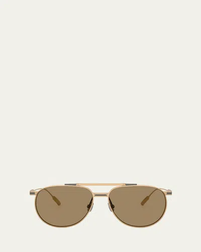Brunello Cucinelli 0bc2011st2 Titanium Aviator Sunglasses In Gray