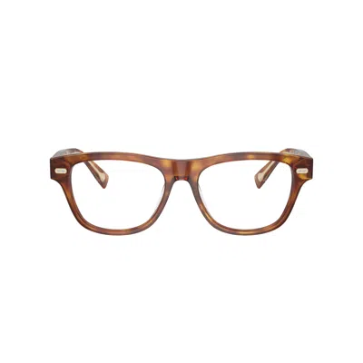 Brunello Cucinelli 0bc3005 Rectangular Tortoiseshell Eyeglasses With Metallic Accents In White