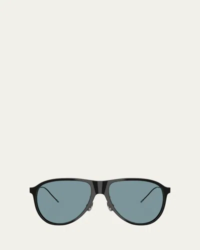 Brunello Cucinelli 0bc4011s Acetate Aviator Sunglasses In Black