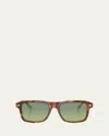 Brunello Cucinelli Polarized Acetate Square Sunglasses In Havana1