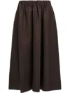 Brunello Cucinelli Flowing Linen Full Skirt With Elastic Waistband In Brown