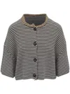 Brunello Cucinelli Dazzling Striped Short Sleeve Cropped Cardigan In 中性色