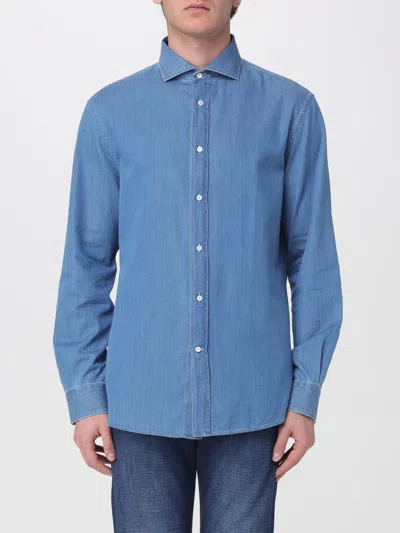 Brunello Cucinelli Men Shirt In Blue