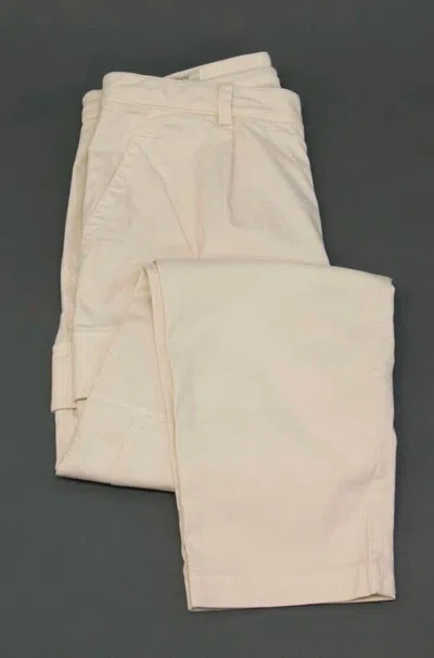 Pre-owned Brunello Cucinelli $1295  Men's "smooth Fit" Drawstring Cargo Pants A242 In White