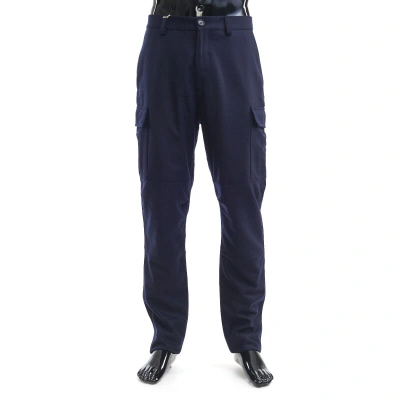 Pre-owned Brunello Cucinelli 1595$ Virgin Wool Flannel Relaxed Fit Trousers With Cargo Poc In Blue